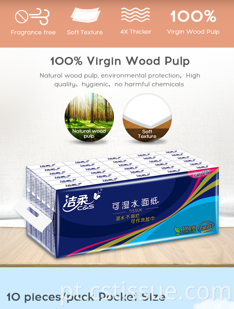 Tecido higiênico Face Tissue Virgin Wood Polpa Lado em relevo 4 Ply Ply Soft Facial Tissue